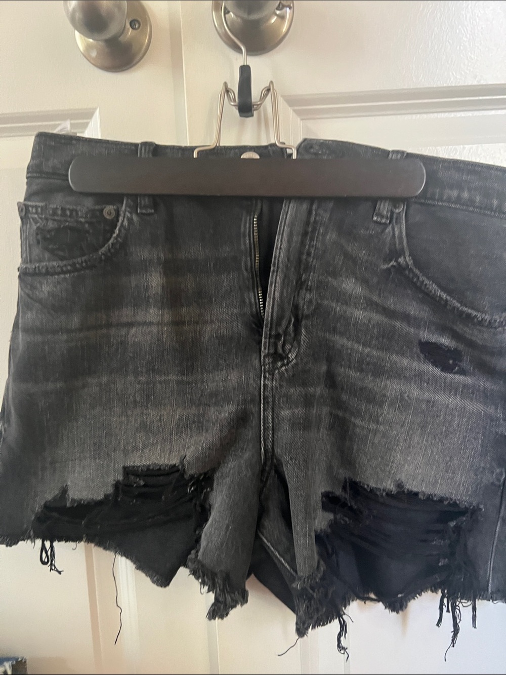 American Eagle Outfitters Black Distressed Denim Shorts